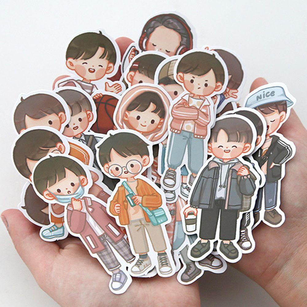 PEWANY Cute DIY Scrapbooking Stationery Album Stationery Sticky Wears Boy&amp;Girl Sticker Waterproof Diary Decor Cartoon Decals Label Diary Kawail Four Seasons Wearing Decorative Stickers