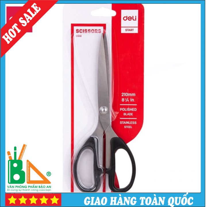 Quà Quà Tặng Kèm Kéo 210mm Deli, Đen/Đỏ - 1 chiếc - E6010