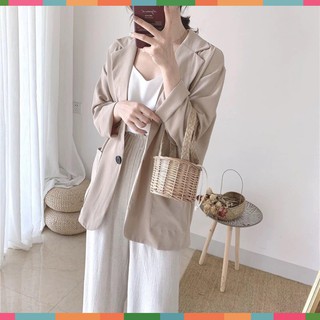 Áo khoác blazers vest đũi dài tay 3 màu đen be cam đất - áo vest trơn ulazzang