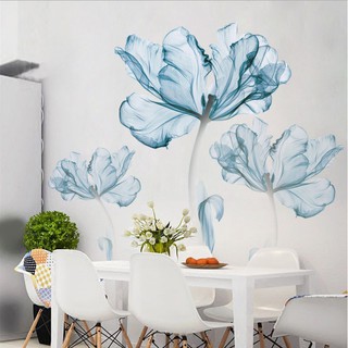 Decal dán tường trang trí - hoa xanh thanh tao