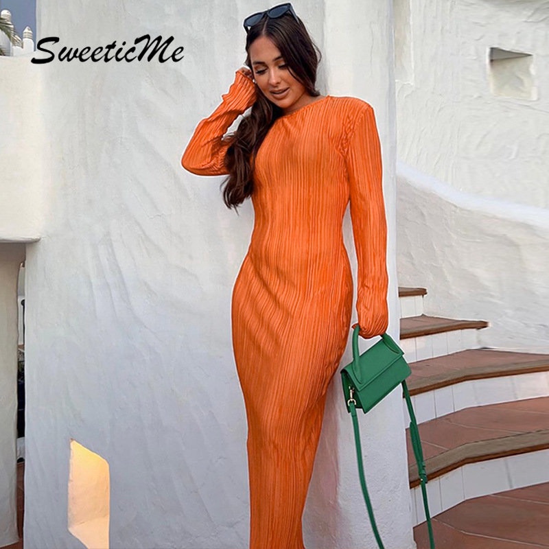 Đầm Tay Dài Dáng Ôm Màu Trơn Thời Trang   Quyến Rũ Cho Nữ