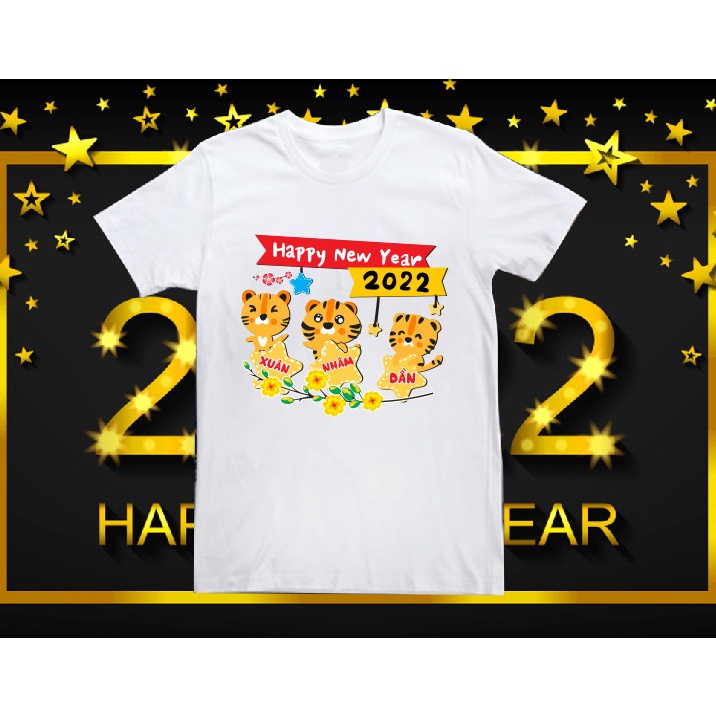Áo thun Tết 2022 Happy new year, mẫu thiết kế