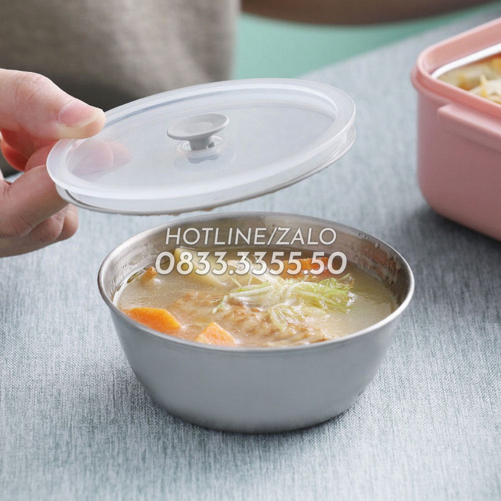 Bộ Hộp Cơm INOX 304 Gọn Nhẹ - Có Chén Soup - Tặng Kèm Muỗng Đũa Nĩa