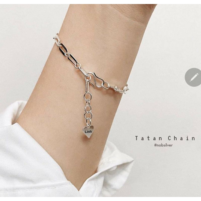 Lắc Tay Xích Bạc Ta Kèm Khắc Tên Theo Yêu Cầu