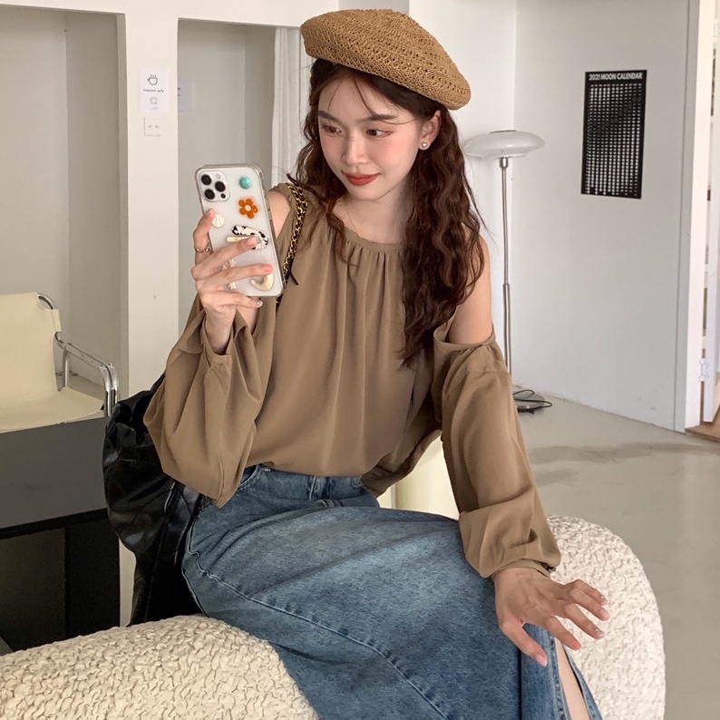 Áo Sơ Mi Dài Tay Trễ Vai Gợi Cảm 54329