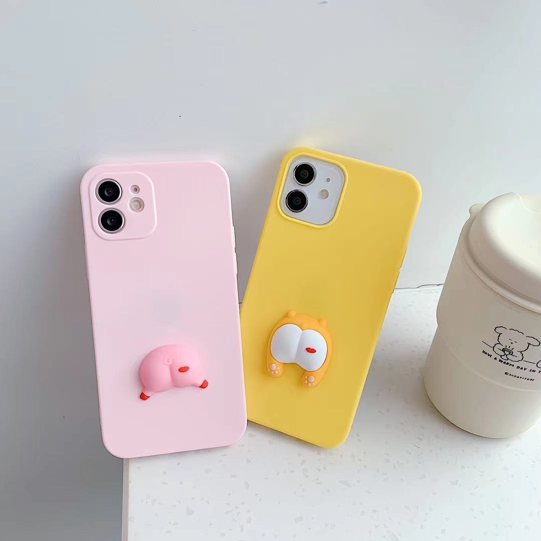 Beautiful 3D cartoon Cute corgi pig butt cover for OPPO A3S A1K A12E A5S A12 REALME c1 c2 c3 5 5i 5s 6i 6 pro A83 A71 A57 F1S F3 A37 soft back phone case