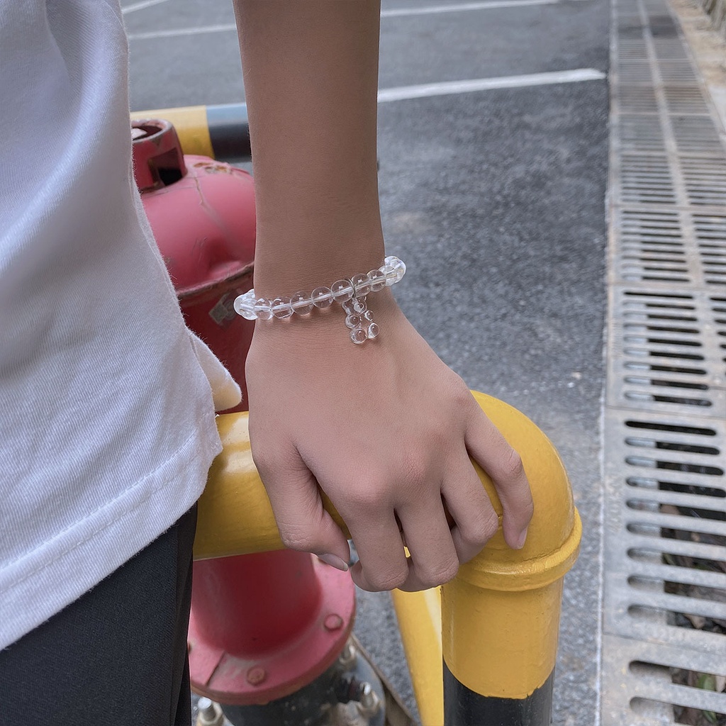 Vòng tay trong suốt đính đá hình chú gấu dễ thương xinh xắn