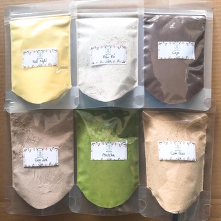 Bột trà xanh, bột cafe, bột cám gạo, tinh bột nghệ, bột đậu đỏ, bột gạo lứt -Bột đắp mặt handmade nguyên chất