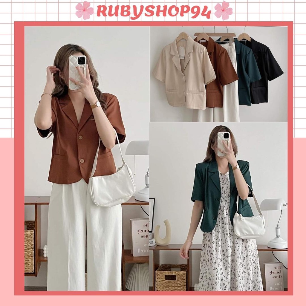 Áo blazer vest nữ cộc tay dáng lửng phong cách ulzzang khoác ngoài đẹp