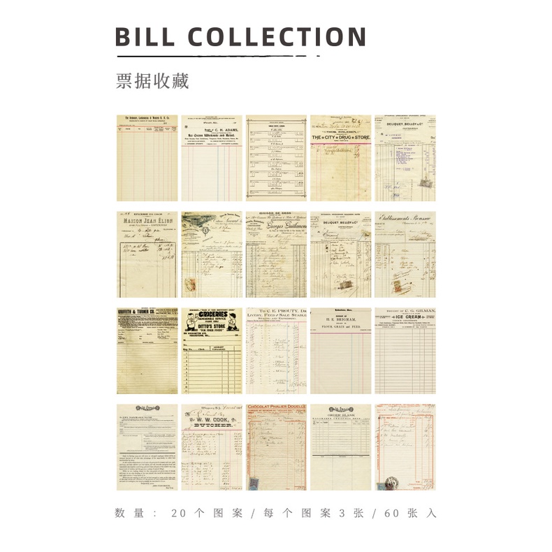 Set 60 tấm Sticker vintage giấy tặng kèm 60 sticker trang trí sổ, decor -  sticker bullet journal vintage
