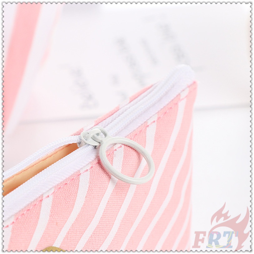 1 Túi Đựng Bút Bằng Vải Canvas Màu Hồng Xinh Xắn