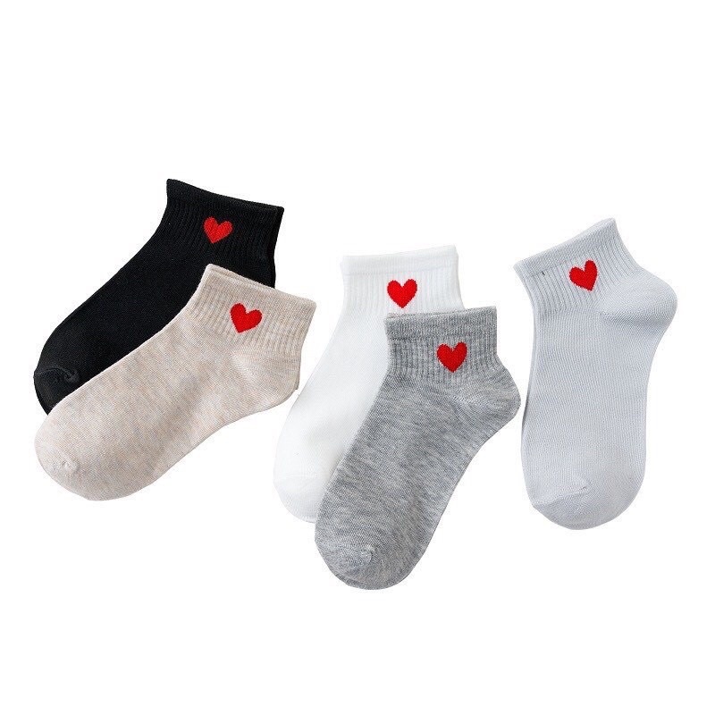 Tất vớ nữ cổ ngắn hình trái tim phong cách Hàn Quốc