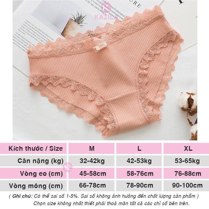 Quần lót nữ dễ thương tăm tre viền ren, quần lót nữ cotton Kazila FH10 | BigBuy360 - bigbuy360.vn