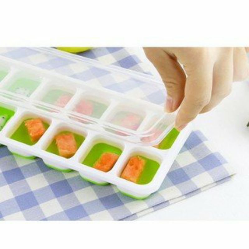 (PT) Khay làm đá silicon có nắp đậy tránh bụi bẩn. Tiện dụng. | BigBuy360 - bigbuy360.vn