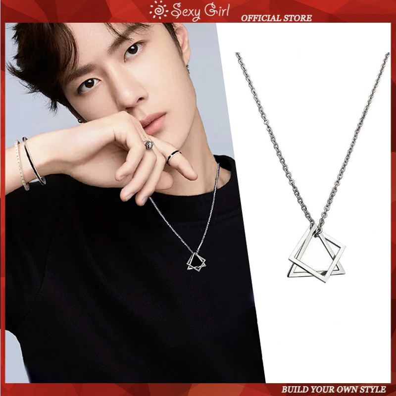 Vòng cổ Bằng Thép Titan Mặt Tam Giác Đơn Giản Phong Cách Hiphop