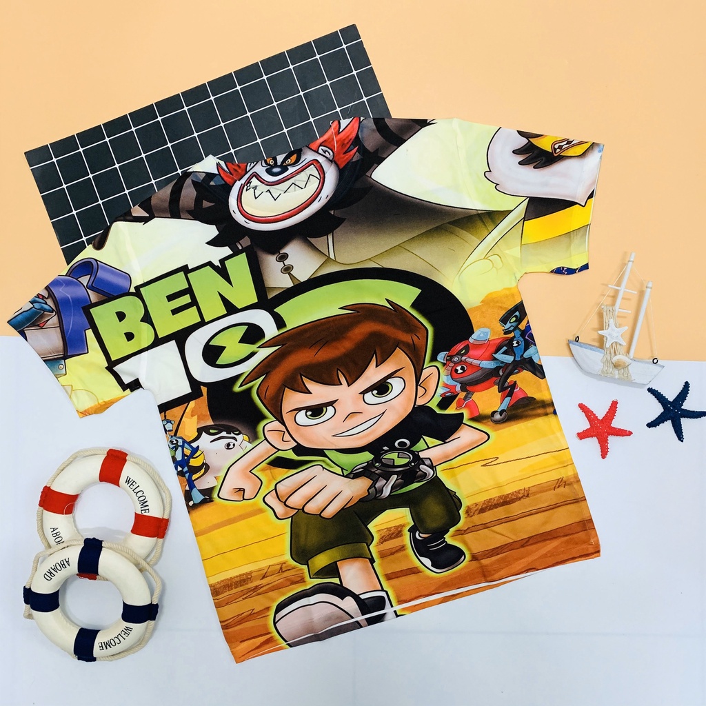 Áo thun 3D Ben 10 bé trai siêu ngầu