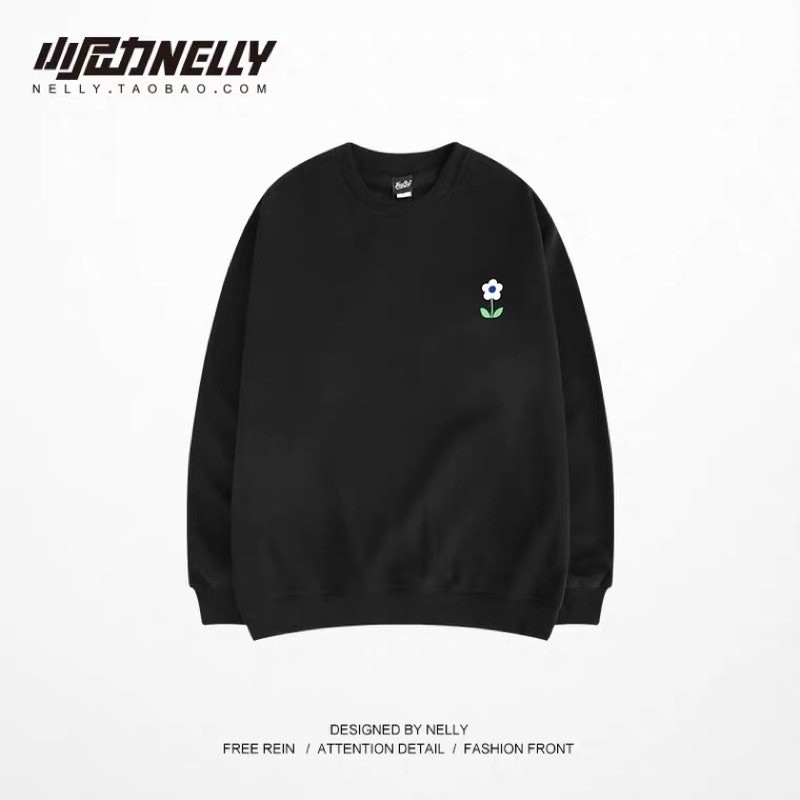 Áo sweater nỉ bông 2450 Nelly dáng unisex form rộng litter flower 24 50