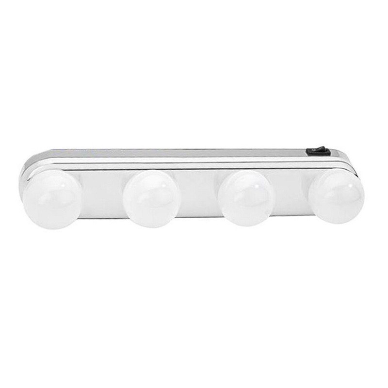 Đèn LED 4 Bóng Gắn Gương Trang Điểm Có Cốc Hút Màu Sắc Trắng
