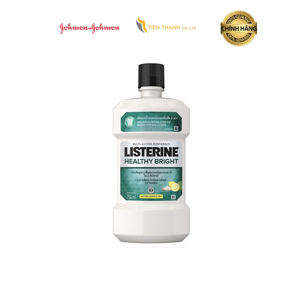 Nước súc miệng Listerine Healthy Bright giúp trắng răng-Hàng chính hãng.