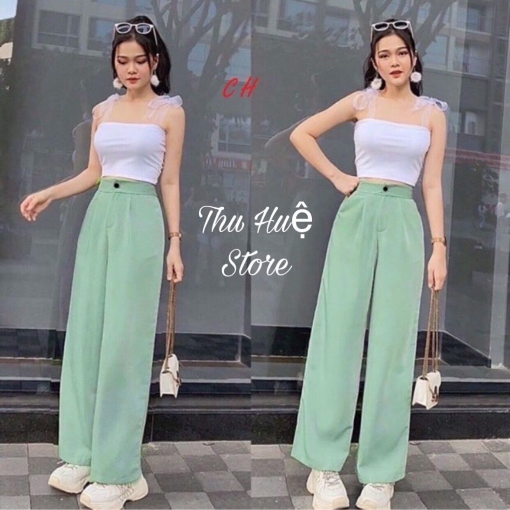 Quần Ống Rộng Lưng Cao Chất Vải Dày Dặn Chuẩn From