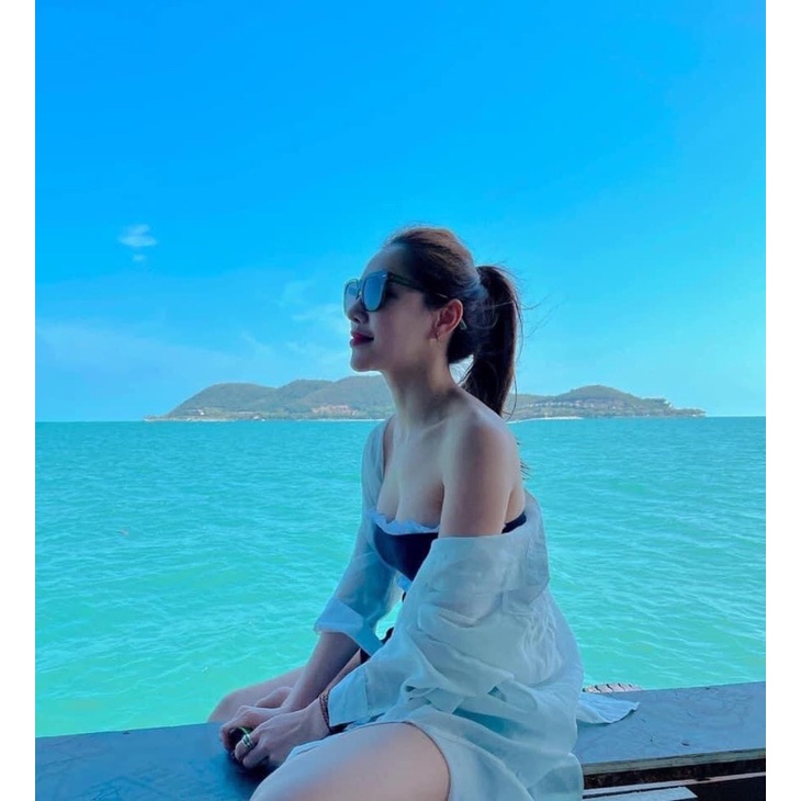 Bikini nữ 2 mảnh áo ống quần chip màu đen viền bèo trắng baby | BigBuy360 - bigbuy360.vn