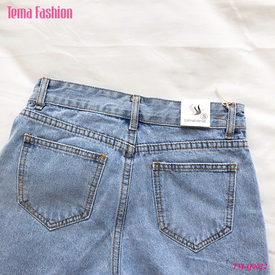 [Mã WASTMAY giảm 15% tối đa 30K đơn 150K] Quần short jean nữ TEMA - Quần đùi nữ jean màu xanh gấu rách siêu xinh