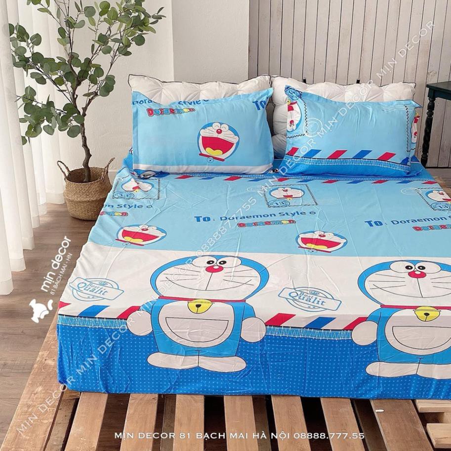 Drap + 2 Vỏ Gối - Cotton 3D Doremon (Ảnh Thật)