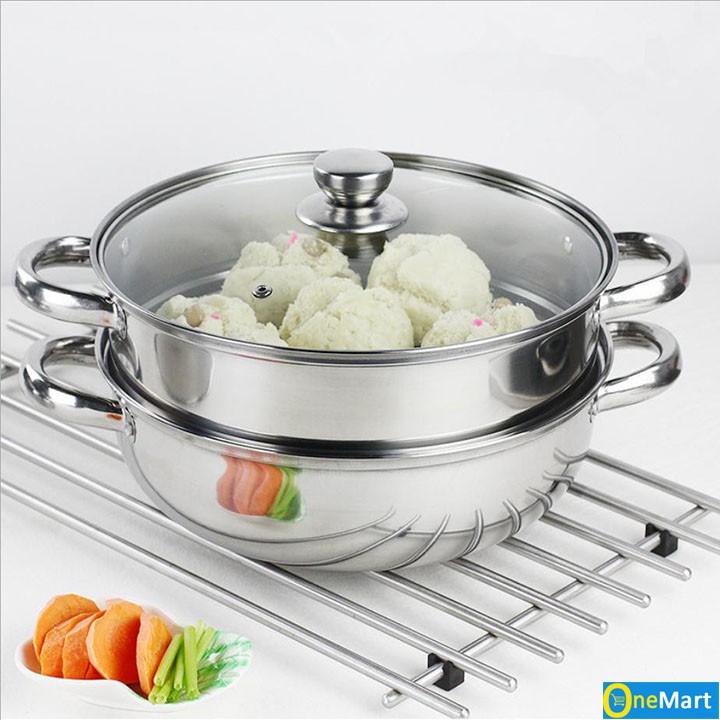 Nồi hấp đa năng 2 tầng 28cm Xửng hấp inox 2 ngăn