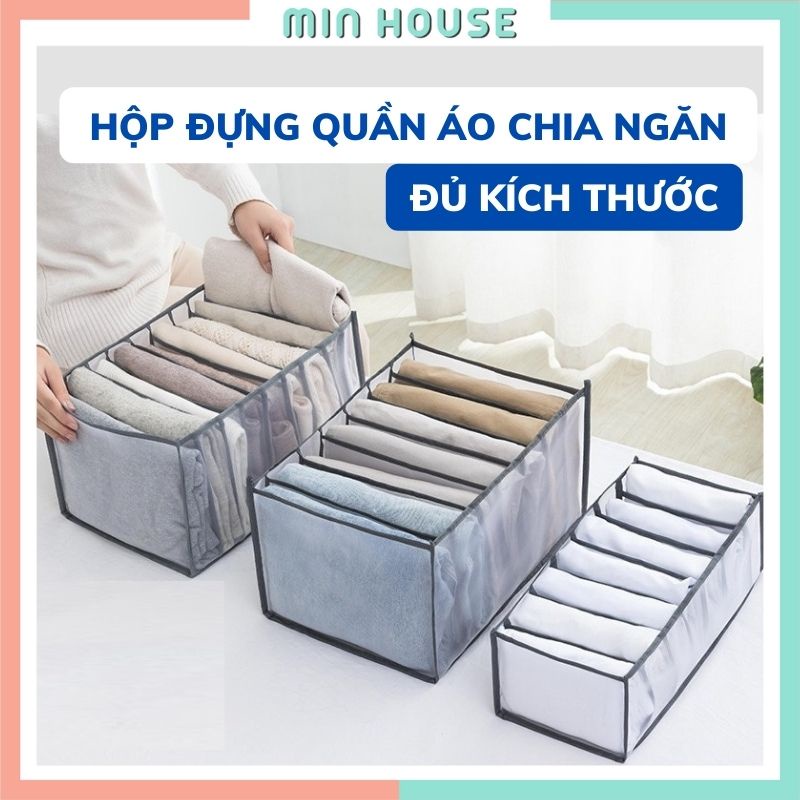 Khay xếp đồ lót quần áo chia ngăn vải lưới tiết kiệm không gian, hộp đựng đồ gấp gọn tiện dụng
