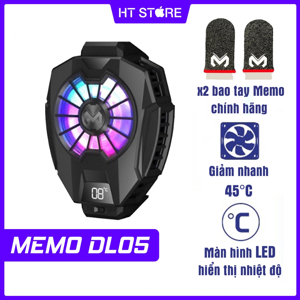 Quạt tản nhiệt điện thoại MEMO DL05, DL01, FL01 - Siêu lạnh, Đèn LED RGB, Kẹp thu vào 2 chiều