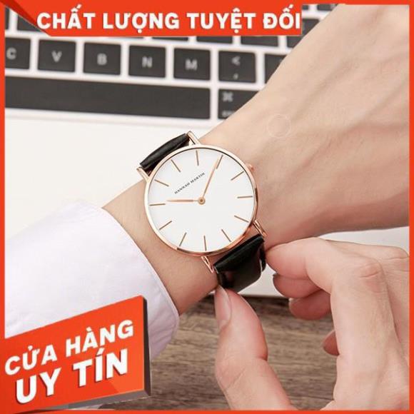 ĐỒNG HỒ NAM CHÍNH HÃNG HANNAH MARTIN DÂY DA SIÊU MỎNG CỰC SANG TRỌNG