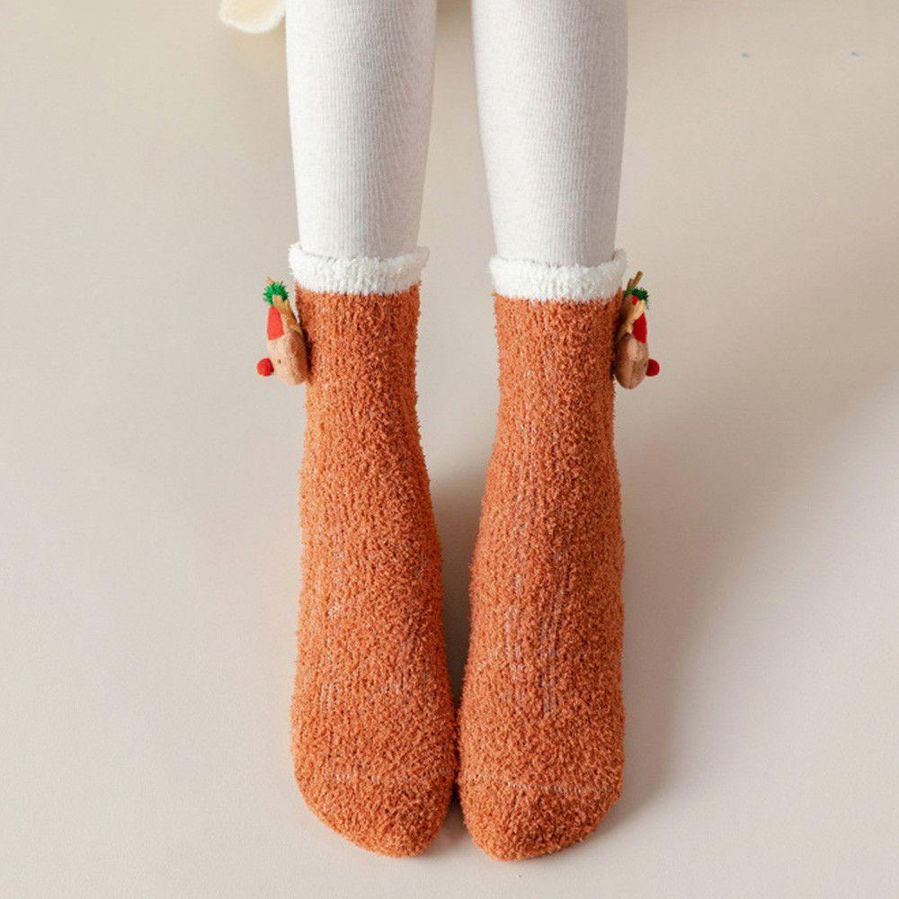 Vớ Lông Cừu San Hô Dày Chống Gió Hình Ông Già Noel Dễ Thương