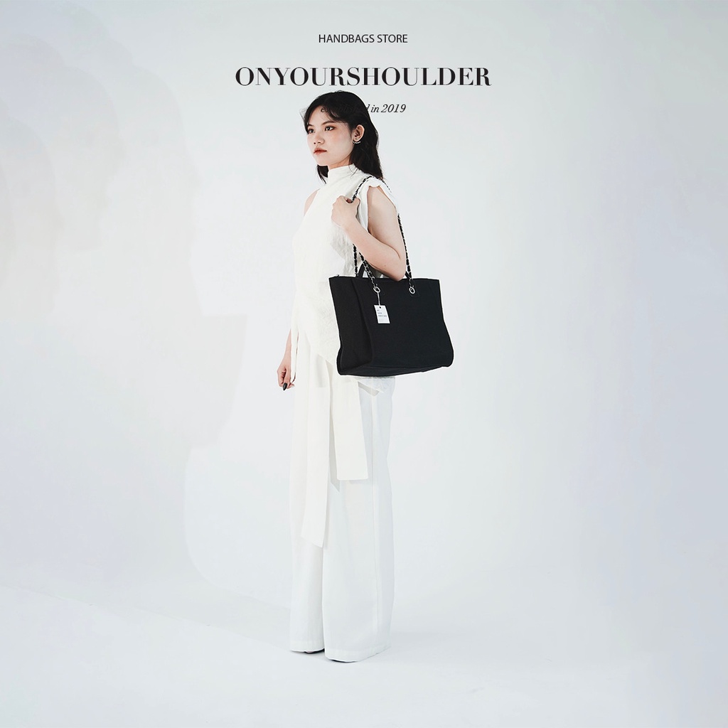 Túi xách nữ màu đen thời trang Lazy Bag, túi da công sở cao cấp sành điệu Onyourshoulder
