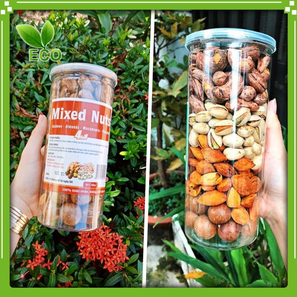 [Mới ra lò] Hạt Mix Nuts 4 loại 🎨 Macca – Hạnh nhân – Dẻ cười – Điều 🎨 GIÀU CHẤT XƠ, TỐT CHO TIM MẠCH (500g)