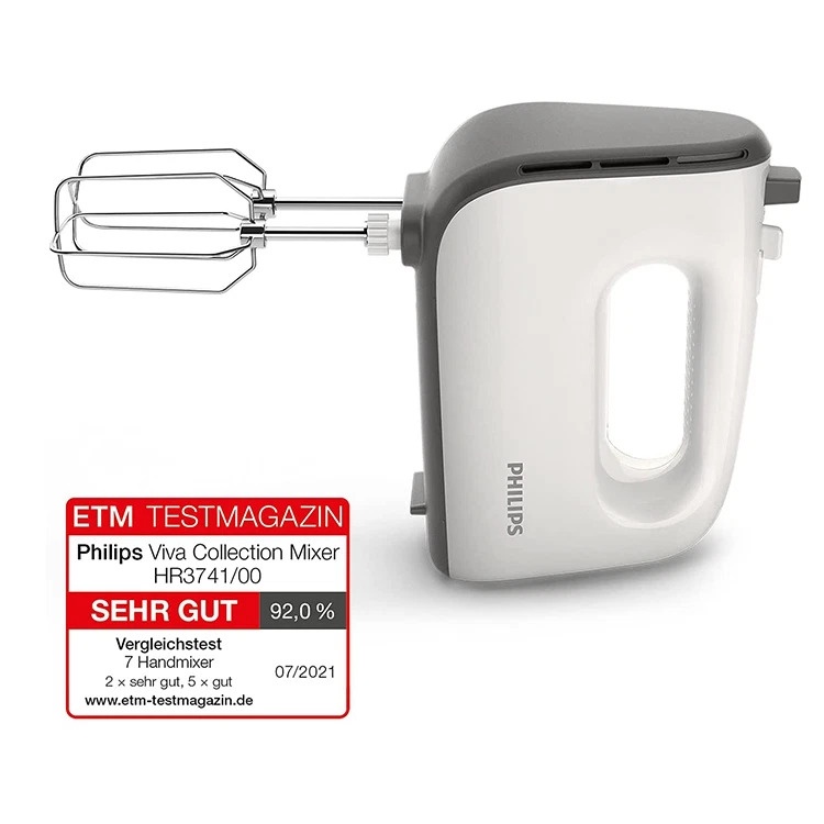 Máy đánh trứng trộn bột cầm tay Philips trắng HR3741/00 công suất 450W, hàng Đức