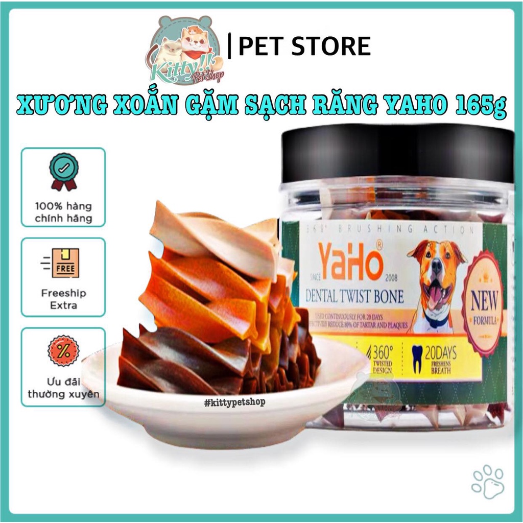 Xương xoắn Yaho hộp 165g, gặm chắc khoẻ sạch răng dành cho chó, xương nhai sạch răng chó Kitty Pet Shop