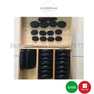 Bộ đá 29 viên dùng để massage đá nóng trong Spa/Thẩm Mỹ Viện (Có hộp gỗ đi kèm)