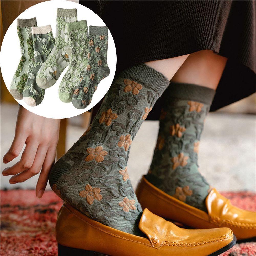 Vớ Cotton Dệt Kim Mềm Mại Thoáng Khí Màu Xanh Lá