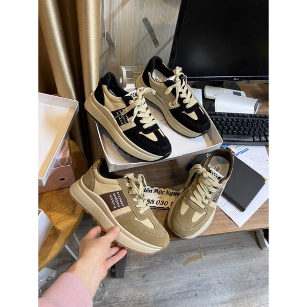 Giày thể thao nữ, sneaker độn đế 5 phân phối màu chất loại đẹp độn đế tăng chiều cao mang gọn chân tôn dáng