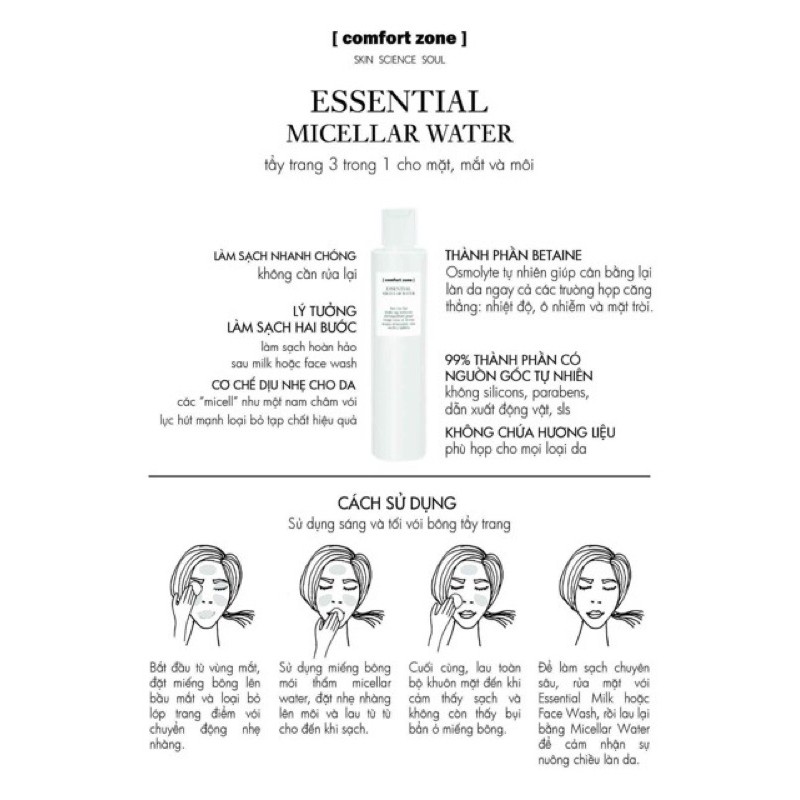 Nước tẩy trang comfort zone ESSENTIAL MICELLAR WATER 200ml