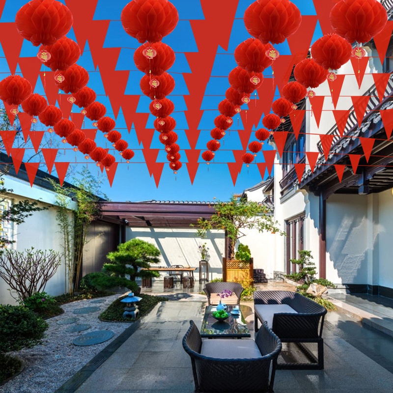 Lồng Đèn Đỏ Hình Tổ Ong Trang Trí Năm Mới 2023