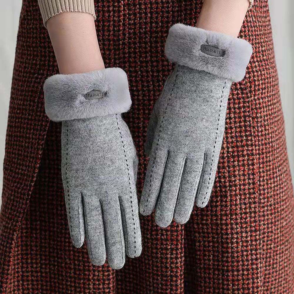 Găng tay vải cashmere giữ ấm chống gió có thể dùng với màn hình cảm ứng thời trang cho nữ