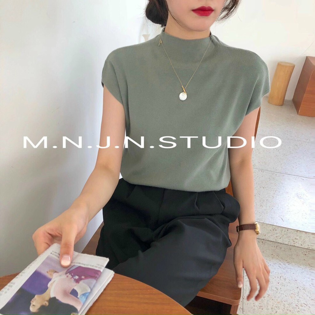 Áo len ngắn tay kiểu cổ cao Ulzzang (hàng QC) - Có sẵn