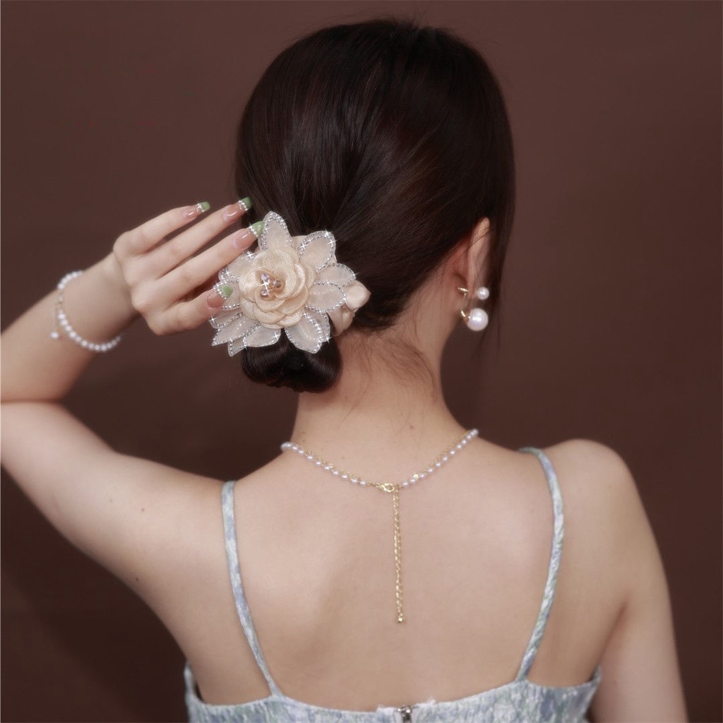 Dây Cột Tóc Đính Hoa Vải Thời Trang Mùa Hè Hàn Quốc Cho Bé Gái