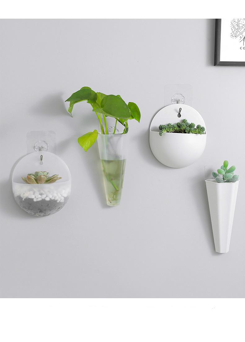 Green planter of wall hanging hydroponic wall pot