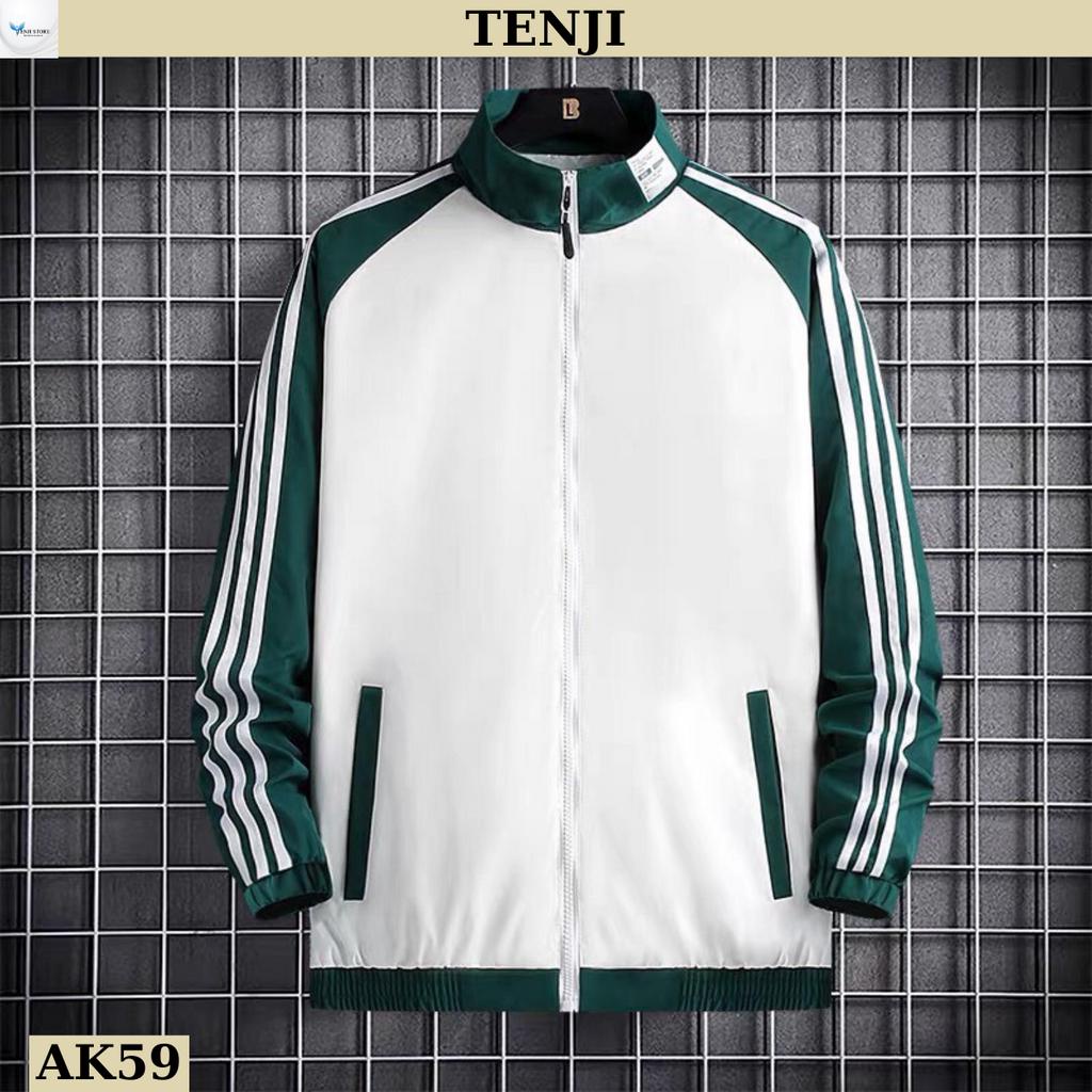 Áo khoác dù nam ak59tj ao khoác nam 3 sọc tay họa tiết cá tính trẻ trung năng động tenji store
