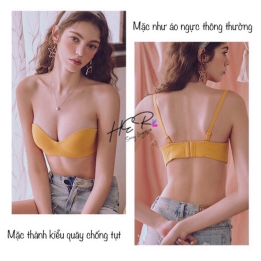 Áo lót nữ đúc su cúp ngang không gọng nâng ngực tạo khe KIMCHIBIKINI bra đẹp đệm mỏng cao cấp sexy AL023