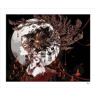 tranh số hóa Anime - nàng thơ - tranh tự tô màu theo số, khổ 40x50