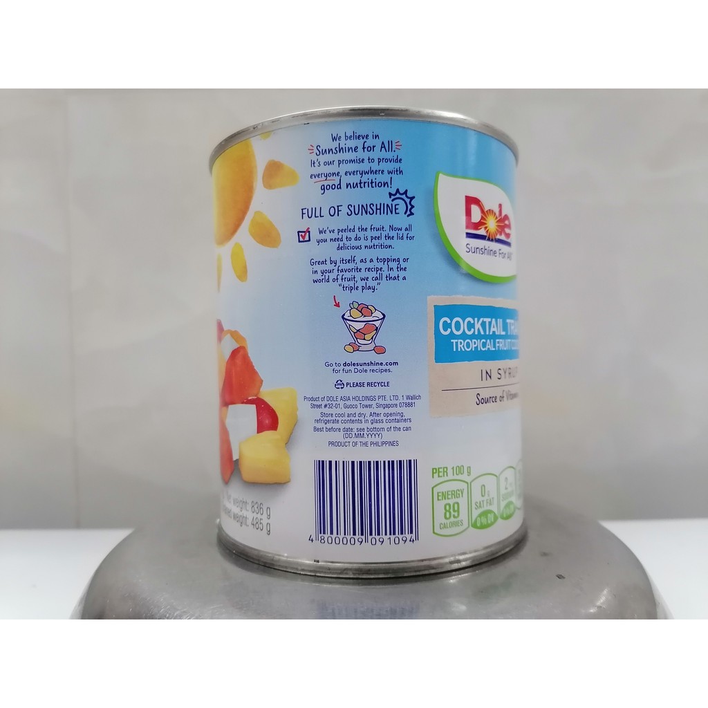 [836g] TRÁI CÂY NHIỆT ĐỚI HỖN HỢP [Philippines] DOLE Tropical Fruit Cocktail in Heavy Syrup (tmt-hk)