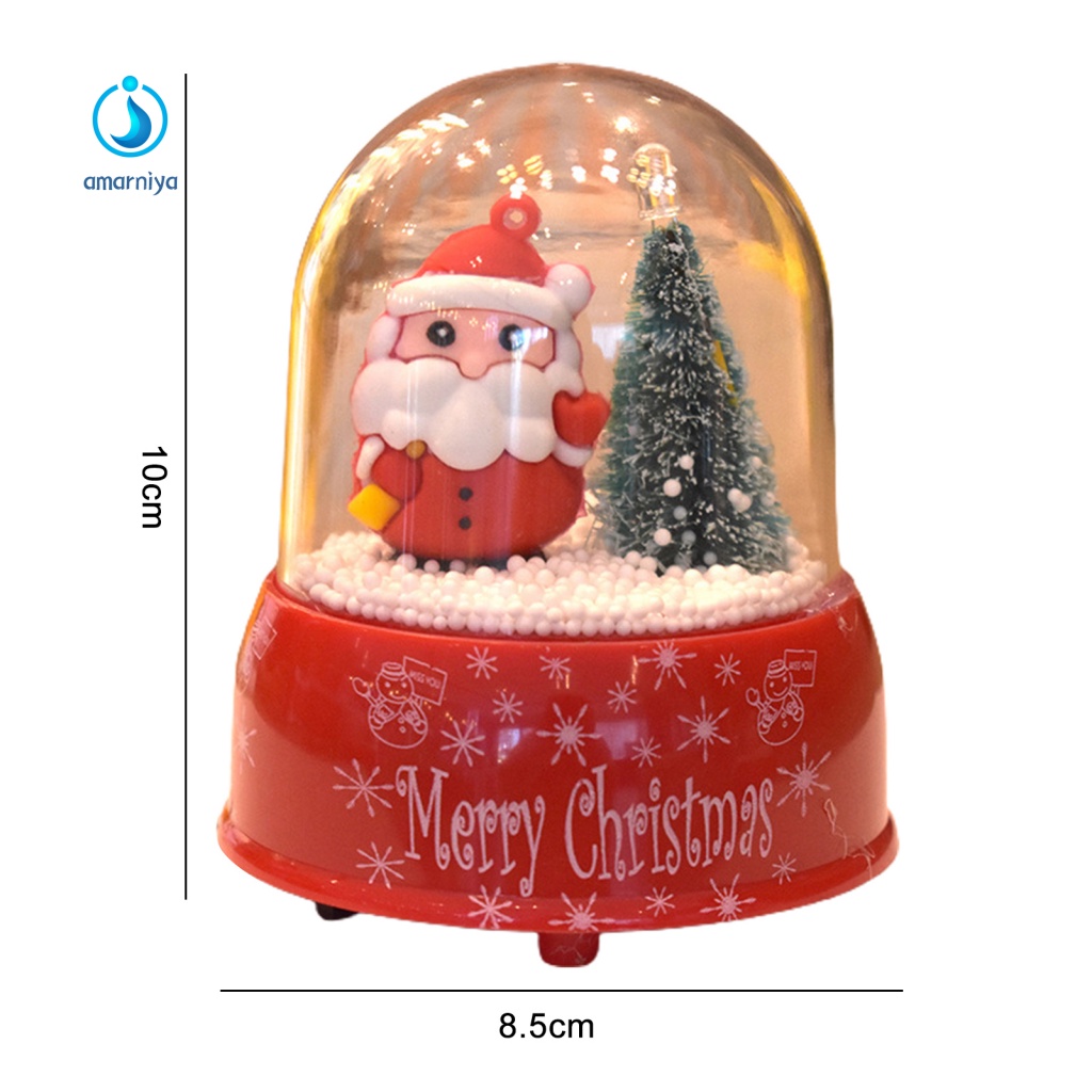 AMAR Musical Snow Globe 3D Cartoon Christmas Music Box Decoration Faux Crystal Ball